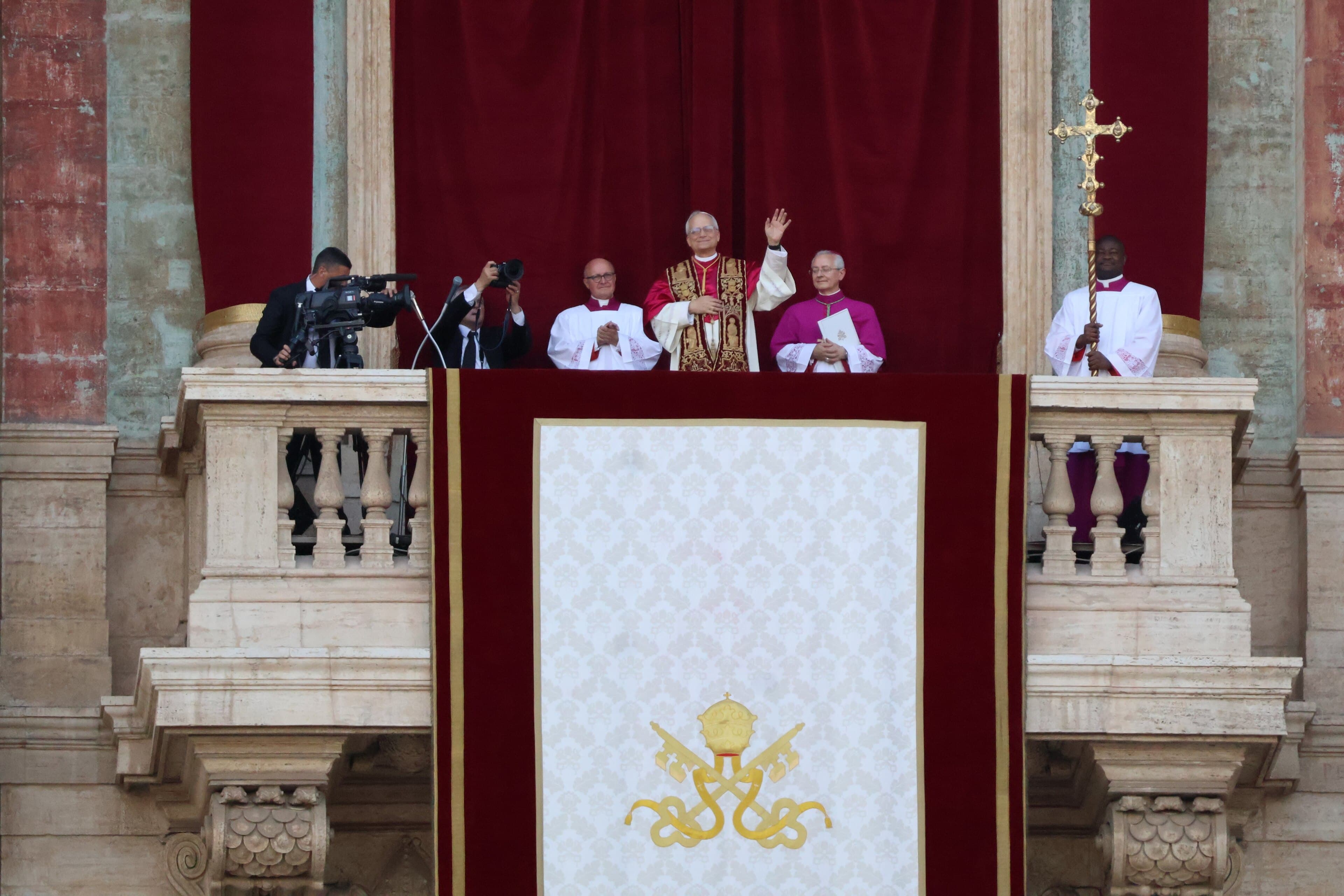 Pope Leo XIV on the central loggia of St. Peter's Basilica
